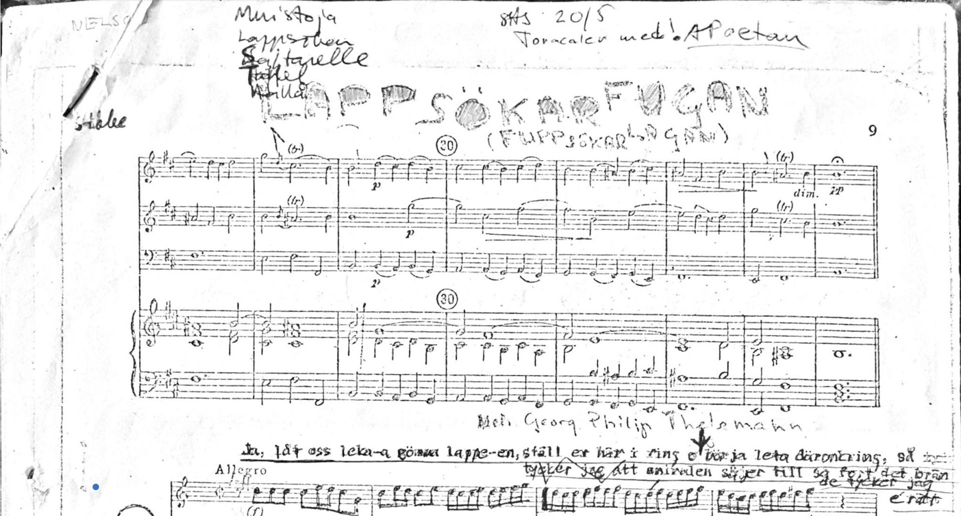 Noterna till Lappsökarfugan